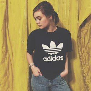 Navy and white adidas shirt
